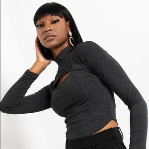 Long sleeve cut out blouse